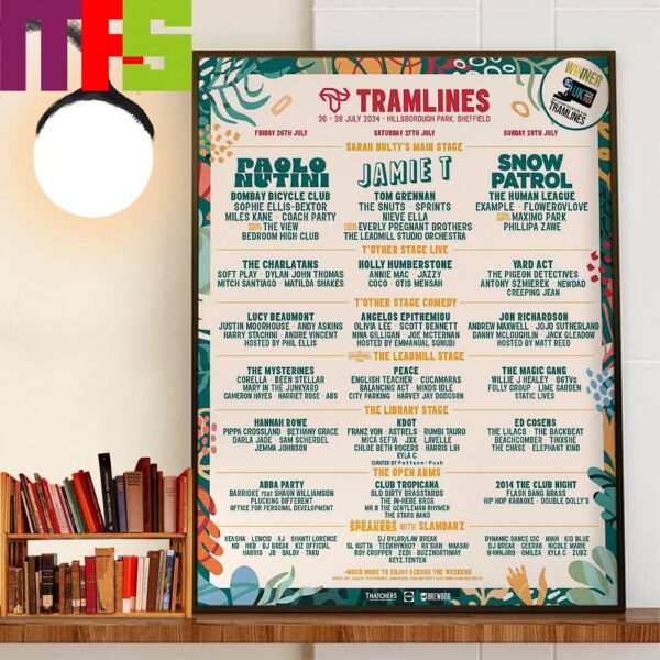 Tramlines At Hillsborough Park Sheffield July 26th-28th 2024 Decor Wall Art Poster Canvas