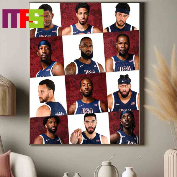 United States National Basketball Team 2024 Paris Olympics USABMNT Home Decor Poster Canvas