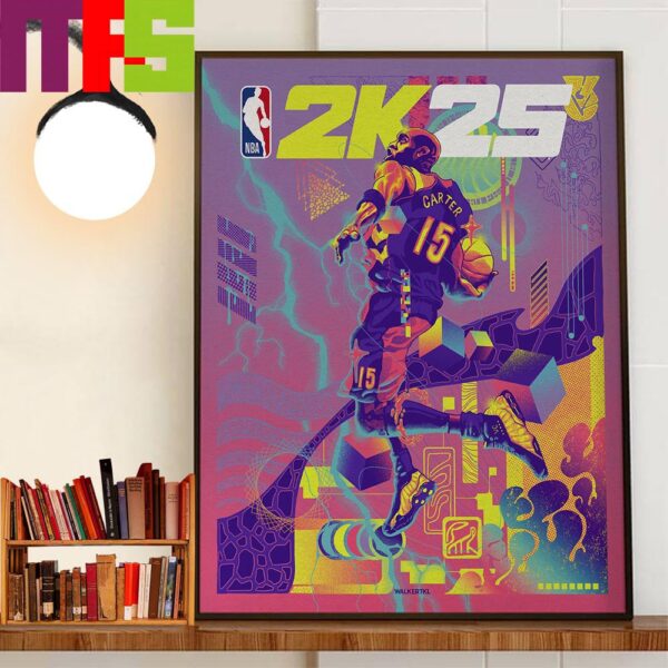 Vince Carter Is NBA 2K25 Hall Of Fame Edition Vintage Retro Color On Cover Stars Wall Decor Poster Canvas