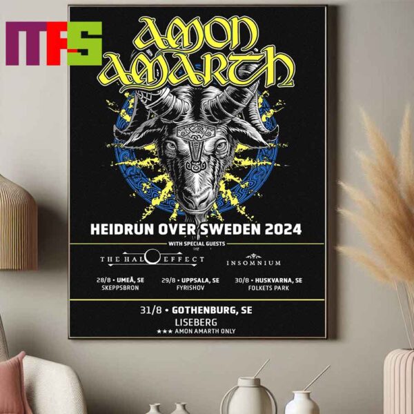 Amon Amarth The Heidrun Over Sweden 2024 Tour Umea Uppsala Huskvarna Gothenburg Poster Canvas