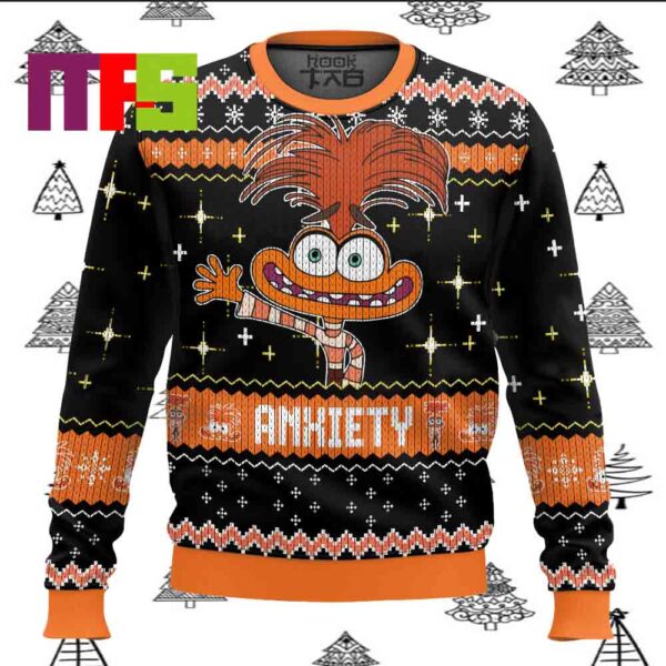 Anxiety Inside Out Character Ugly Christmas Sweater