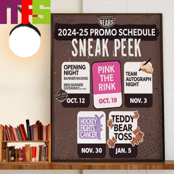 Bear Nation Hershey Bears 2025 Promo Schedule Sneak Peek Home Decor Wall Art Poster Canvas