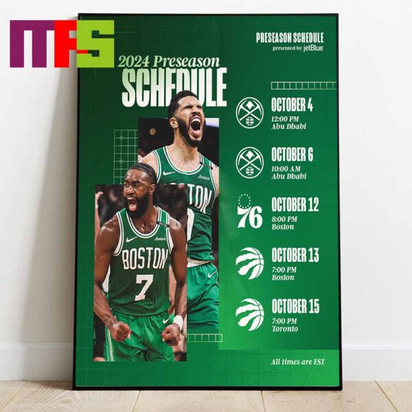 Boston Celtics NBA Preseason Schedule Calendars 2024 Home Decor Poster Canvas