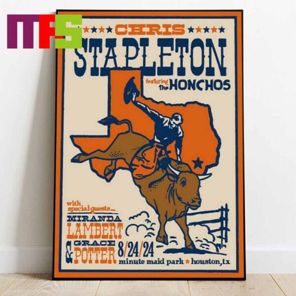 Chris Stapleton In Houston Texas With The Honchos 2024 On August 24 Home Decor Poster Canvas