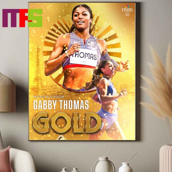 Congrats To Gabby Thomas At Paris Olympics 2024 Win Gold Medal In Track And Field Women 200m Home Decor Poster Canvas