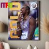 Noah Lyles Win Gold Medal Track And Field Men 100m At Paris Olympics 2024 Home Decor Poster Canvas