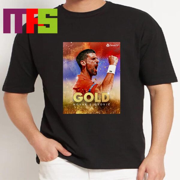 Congrats To Novak Djokovic Win Gold Medal In Tennis At Paris Olympics 2024 Completes Career Golden Slam Essential T-Shirt