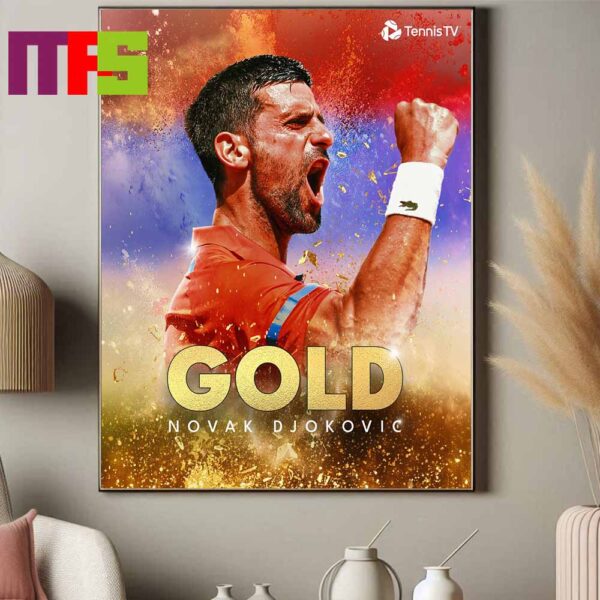 Congrats To Novak Djokovic Win Gold Medal In Tennis At Paris Olympics 2024 Completes Career Golden Slam Home Decor Poster Canvas