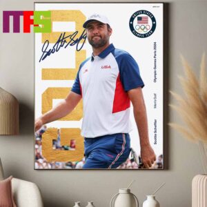 Congrats To Scottie Scheffler Win Gold Medal In Men Golf At Paris Olympics 2024 Signature Home Decor Poster Canvas