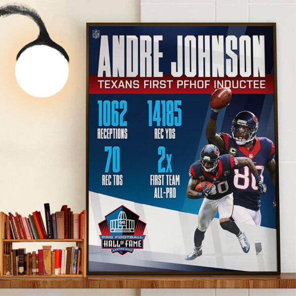 Congratulations To Andre Johnson Is The First-Ever Houston Texan Pro Football Hall Of Fame Inductee Wall Decor Poster Canvas