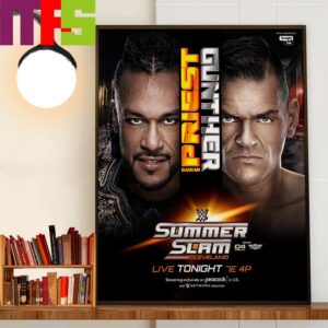 Damian Priest Vs Gunther At WWE SummerSlam Cleveland 2024 Home Decor Wall Art Poster Canvas