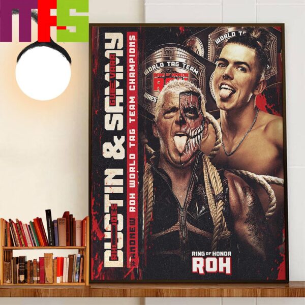 Dustin Rhodes And Sammy Guevara And New AEW ROH Ring Of Honor Wrestling World Tag Team Champions Wall Decor Poster Canvas