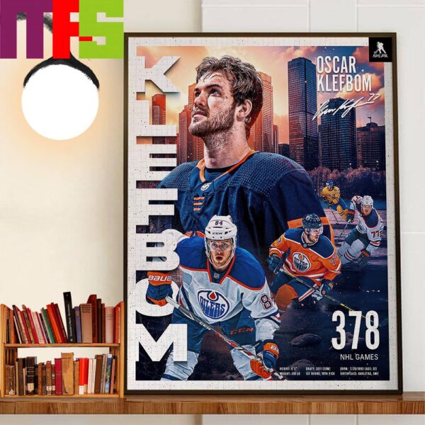 Edmonton Oilers Oscar Klefbom Announces Retirement After 378 NHL Games Wall Decor Poster Canvas