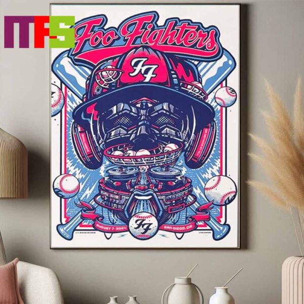 Foo Fighters At Petco Park San Diego CA 2024 On August 7th Everything Or Nothing At All Tour Home Decor Poster Canvas