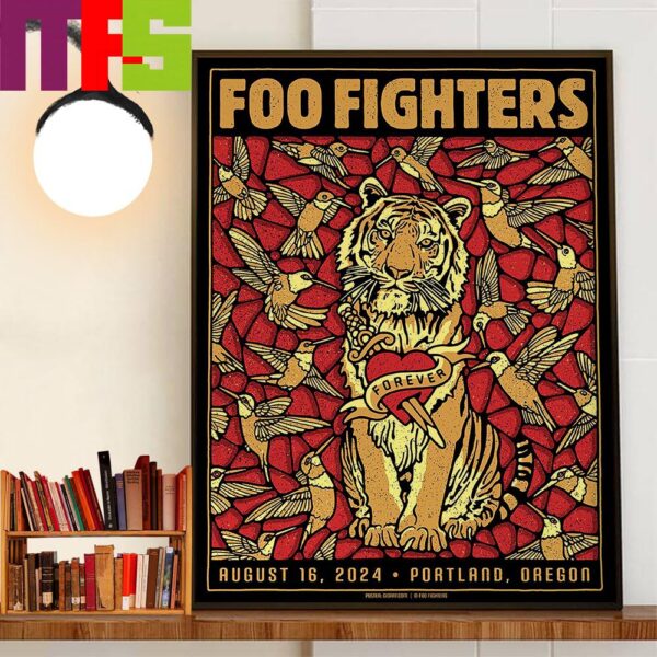 Foo Fighters The Tiger Poster For 2024 Everything Or Nothing At All Tour At Providence Park PDX Portland Oregon August 16th 2024 Wall Decor Poster Canvas