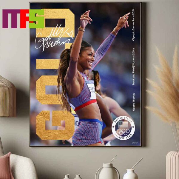 Gabby Thomas At Paris Olympics 2024 Win Gold Medal In Track And Field Women 200m Home Decor Poster Canvas