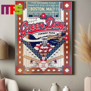 Green Day At Fenway Park Boston MA 2024 The Savior Tour On August 2024 Poster Canvas Green Day At Fenway Park Boston MA 2024 The Savior Tour On August 2024 Poster Canvas