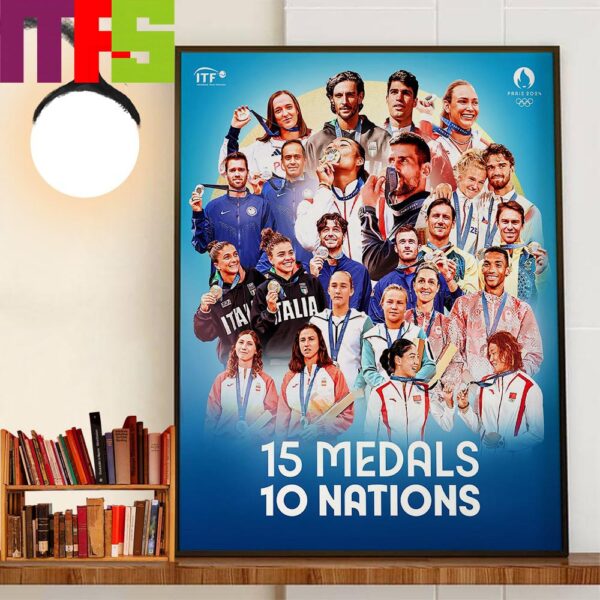 ITF x Olympics Paris 2024 15 Medals 10 Nations Home Decor Wall Art Poster Canvas