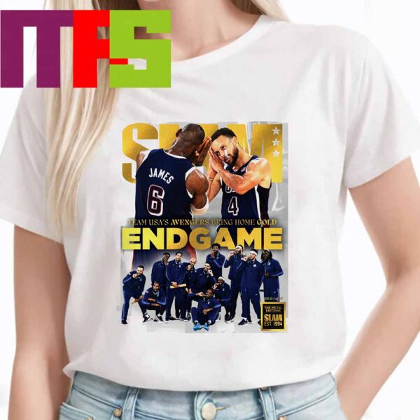 Jame Lebron And Stephen Curry Team USA Basketball Avengers Being Home Gold Cover SLAM 251 Gold Metal Edition Classic T-Shirt