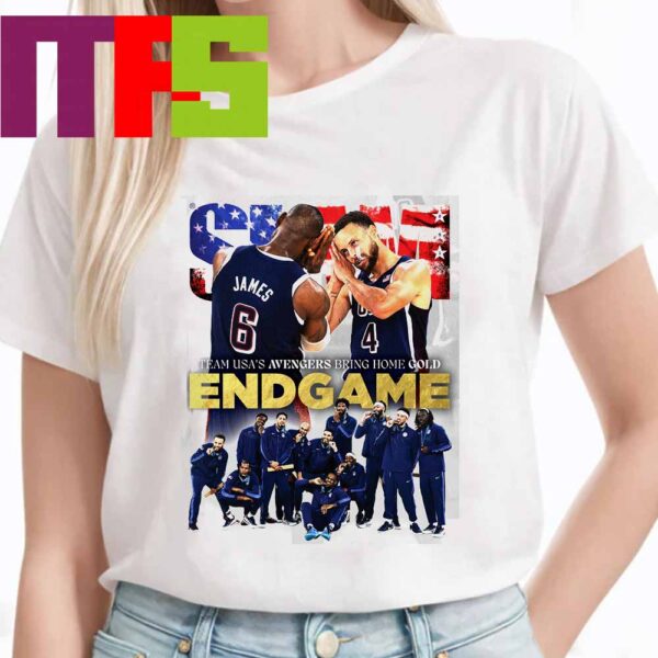 Jame Lebron And Stephen Curry Team USA Basketball Avengers Being Home Gold End Game Cover SLAM 251 Essential T-Shirt