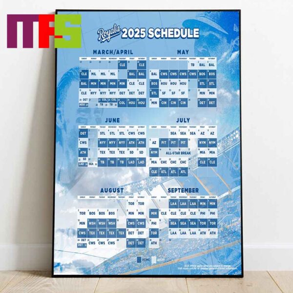 Kansas City Royals MLB 2025 Home Way Schedule Calendars Home Decor Poster Canvas