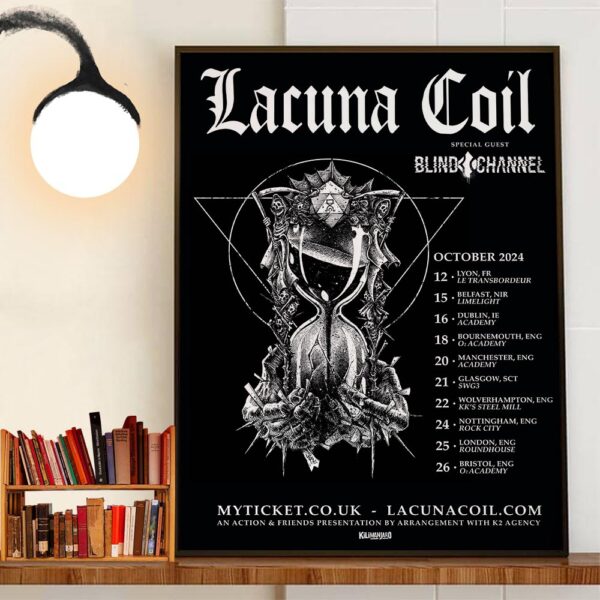 Lacuna Coil With Special Guest Blind Channel October 2024 Wall Decor Poster Canvas