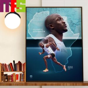 Letsile Tebogo Botswana Is The Paris 2024 Olympic 200m Champion Home Decor Poster Canvas