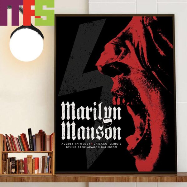 Marilyn Manson Show At Byline Bank Aragon Ballroom Chicago IL August 17th 2024 Wall Decor Poster Canvas