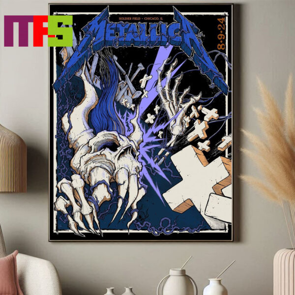 Metallica At Soldier Field Chicago Illinios 2024 Day 1 On August 9th M72 World Tour Home Decor Poster Canvas