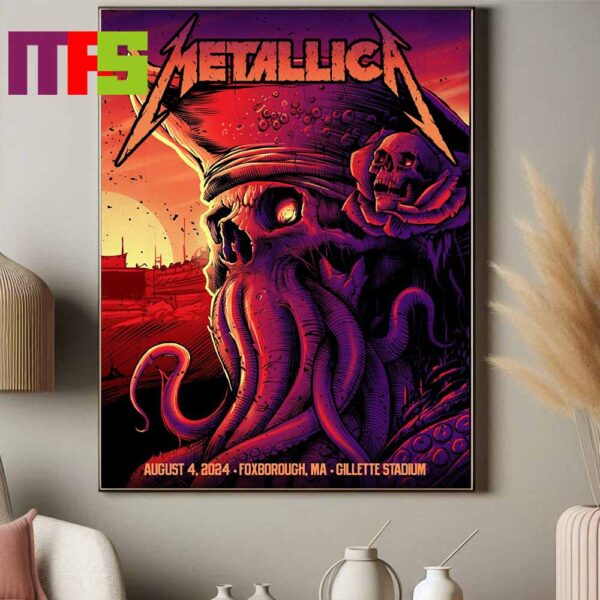 Metallica Day 2 Foxborough MA At Gillette Stadium M72 World Tour On August 4th 2024 Home Decor Poster Canvas