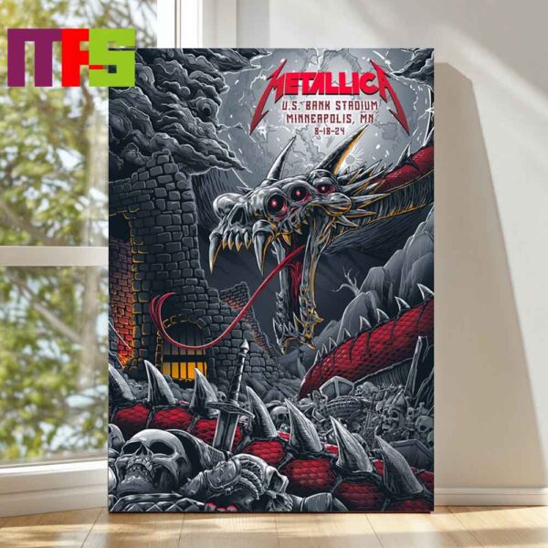 Metallica In Minneapolis MN At US Bank Stadium Day 2 2024 M72 World Tour North America On August 16th Home Decor Poster Canvas