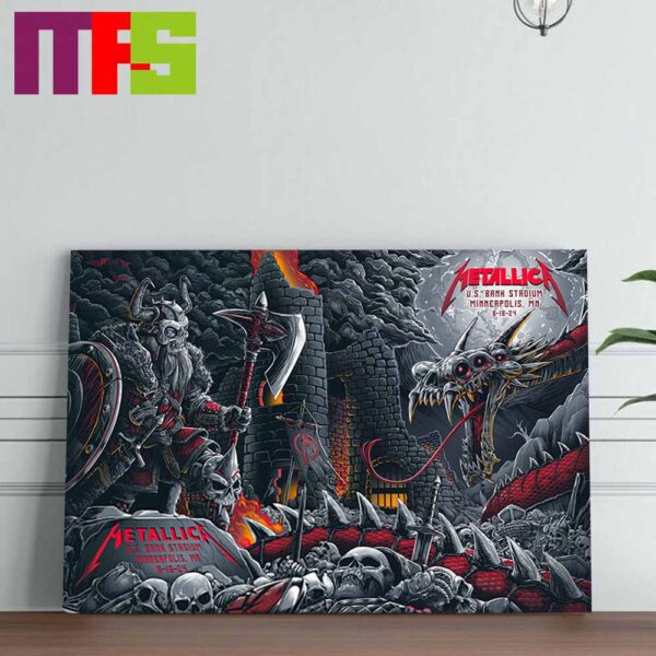 Metallica In Minneapolis MN At US Bank Stadium M72 World Tour North America 2024 On August 16th And 18th Home Decor Poster Canvas