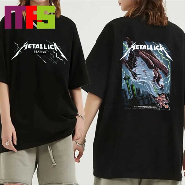 Metallica M72 World Tour North America Seattle Washington 2024 At Lumen Field On August 30 And 31 Two Sided Tee Shirt