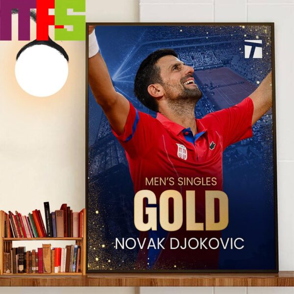 Novak Djokovic Defeats Carlos Alcaraz To Win The First Olympic Gold Medal Home Decor Wall Art Poster Canvas