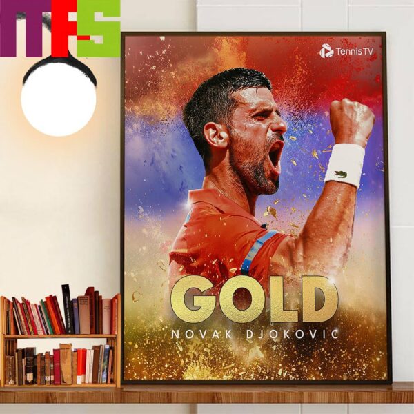 Novak Djokovic Defeats Carlos Alcaraz To Win The Olympics Singles Gold Medal At Olympics Paris 2024 Home Decor Wall Art Poster Canvas