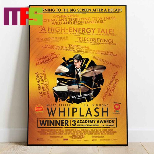 Official 10th Anniversary Poster For Whiplash Returning to Theaters September 20th Home Decor Poster Canvas