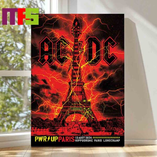 Official ACDC Paris France PWRD UP Tour Europe 2024 On August 13th Home Decor Poster Canvas