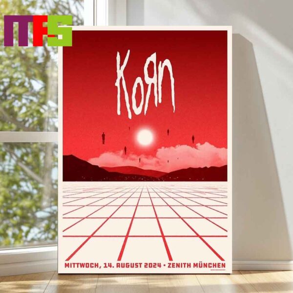 Official Korn At Zenith Munchen Munich 2024 Tour Mittwoch On August 14th Home Decor Poster Canvas