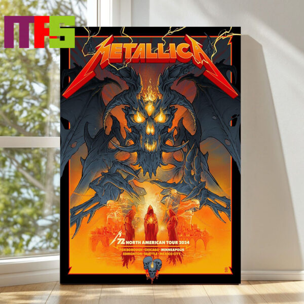 Official Metallica At US Bank Stadium Minneapolis MN 2024 M72 World Tour North America From August 16th And 18th Home Decor Poster Canvas