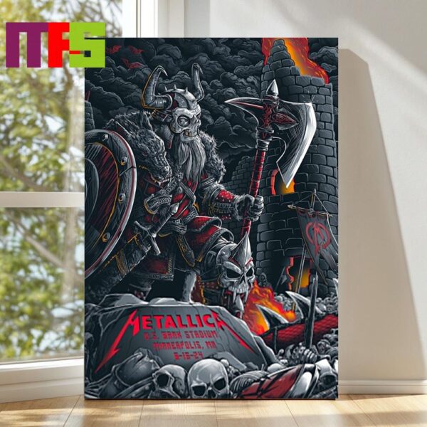 Official Metallica At US Bank Stadium Minneapolis MN Day 1 2024 M72 World Tour North America On August 16th Home Decor Poster Canvas