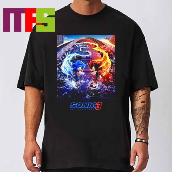 Official Poster Sonic the Hedgehog 3 Only In Theaters December 2024 Unsiex Tee Shirt