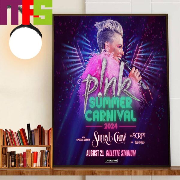 Pink Summer Carnival 2024 At Gillette Stadium August 21st Wall Decor Poster Canvas