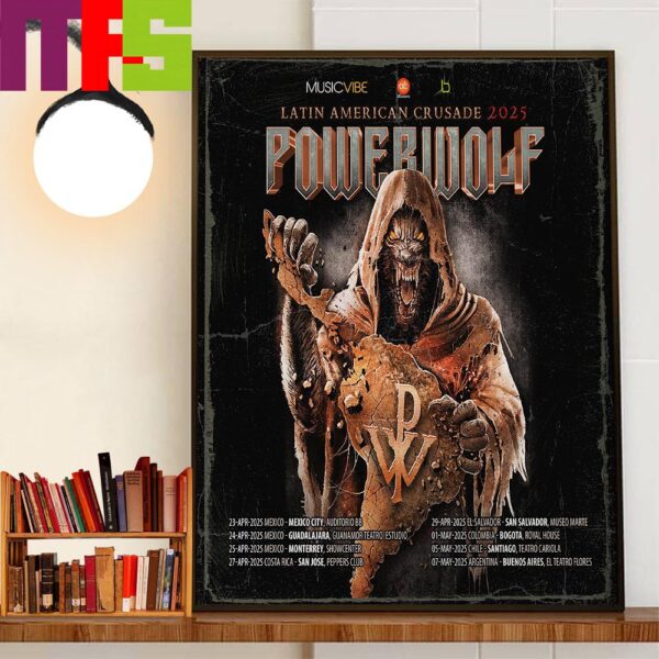 Powerwolf Latin American Crusade 2025 Tour In April And May Home Decor Poster Canvas