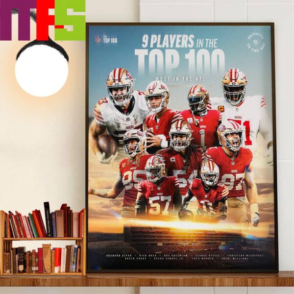 San Francisco 49ers 9 Players In The NFL Top 100 Most In The NFL Home Decor Wall Art Poster Canvas