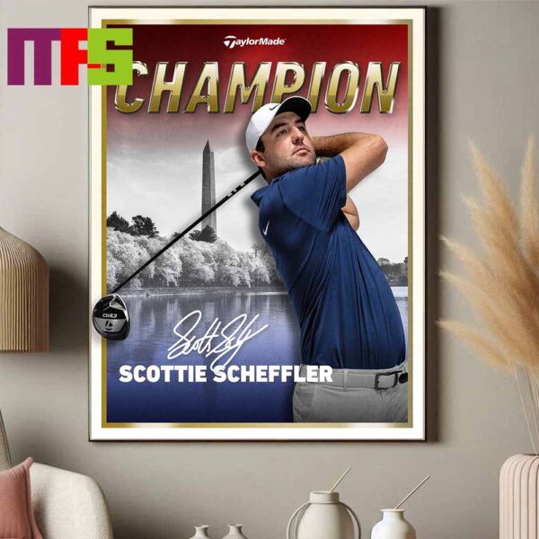 Scottie Scheffler Win Gold Medal In Men Golf At Paris Olympics 2024 Signature Home Decor Poster Canvas