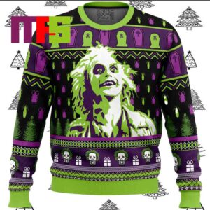 Smile Beetlejuice Ugly Christmas Sweater