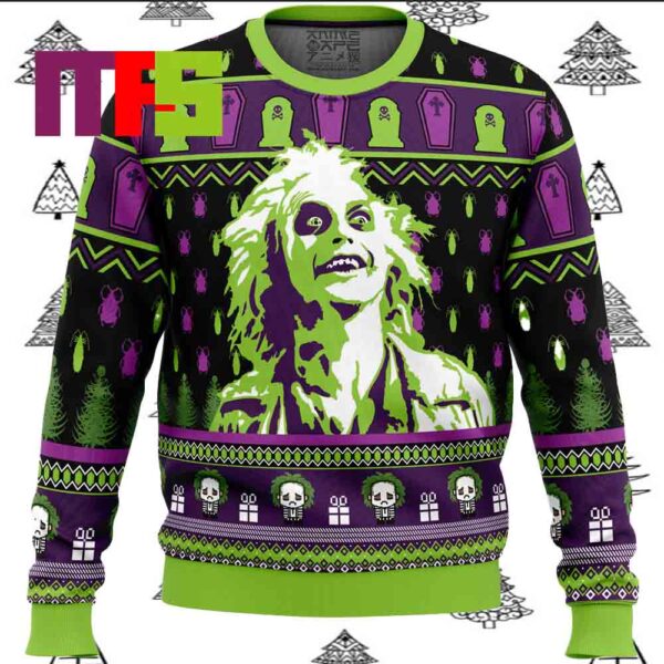 Smile Beetlejuice Ugly Christmas Sweater