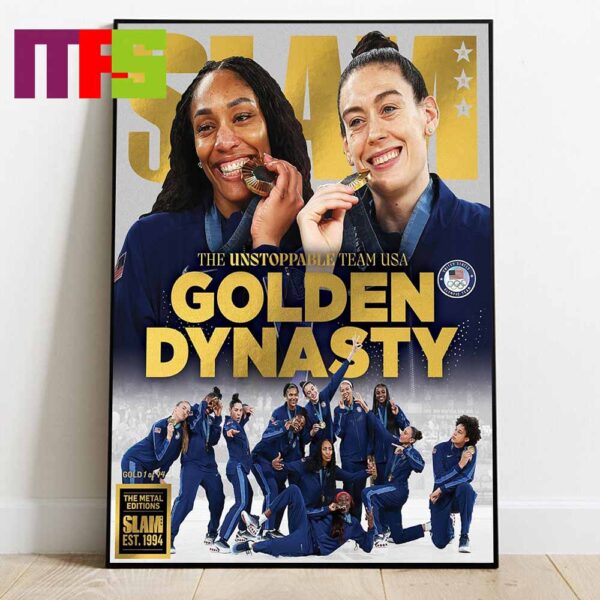 Team USA Womens Basketball Golden Dynasty 2024 Cover SLAM 251 Gold Metal Home Decor Poster Canvas