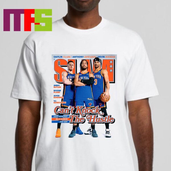 The 2023 2024 Nova Knicks New York Knicks On Cover Slam 249 Donte Divincenzo Jalen Brunson And John Hart NBA 2024 Classic T Shirt