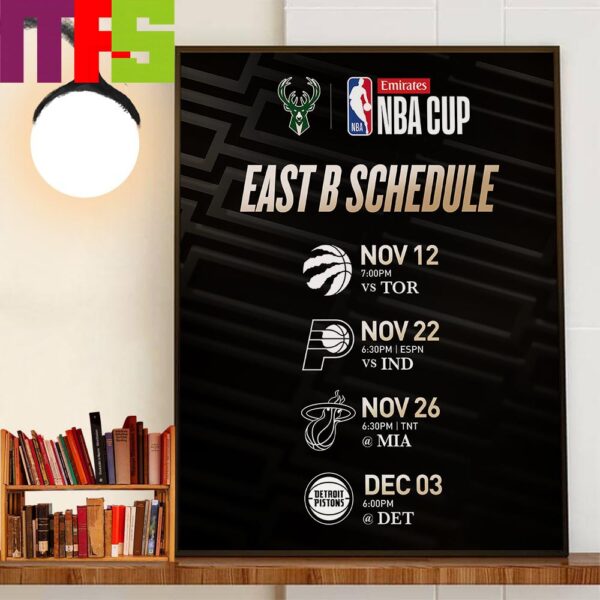 The 2024 Emirates NBA Cup Group Play Schedule Of Milwaukee Bucks Home Decor Poster Canvas